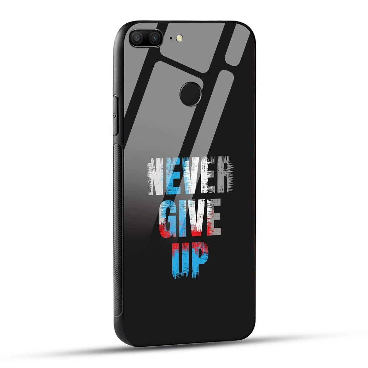 Honor 9 Lite Back Cover Never Give Up Quote Printed Glass Case