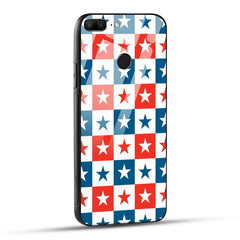 Honor 9 Lite Back Cover Blue And Red Star Print Printed Glass Case