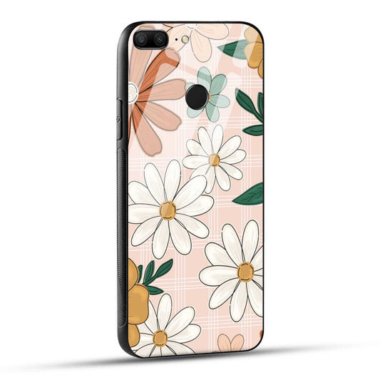 Honor 9 Lite Back Cover Retro Flower Art Printed Glass Case