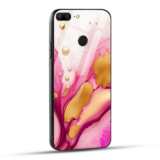 Honor 9 Lite Back Cover Golden Marble Printed Glass Case