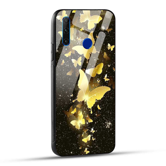 Honor 10i / Honor 20i Back Cover Golden Butterfly Printed Glass Case