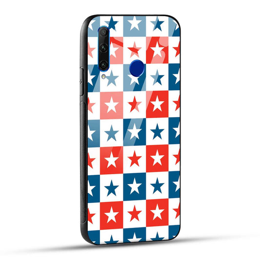 Honor 10i / Honor 20i Back Cover Blue And Red Star Print Printed Glass Case
