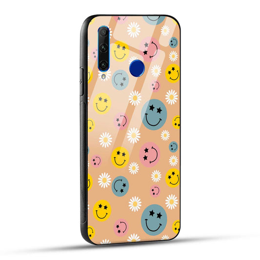 Honor 10i / Honor 20i Back Cover Smiley And Flowers Printed Glass Case
