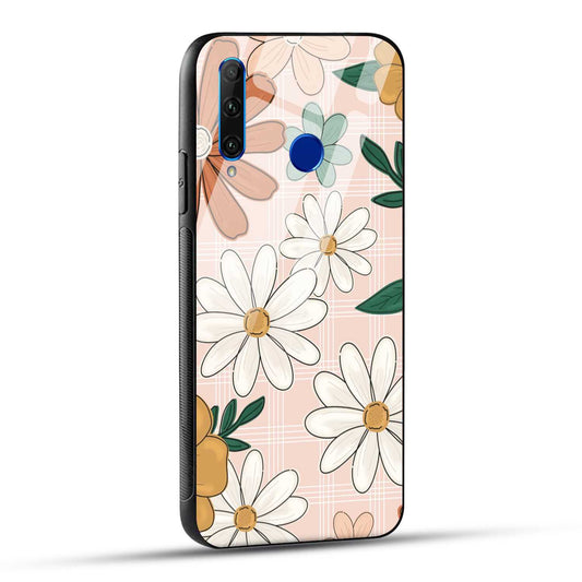Honor 10i / Honor 20i Back Cover Retro Flower Art Printed Glass Case