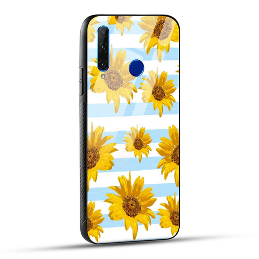 Honor 10i / Honor 20i Back Cover Beautiful Sunflower Doodle Printed Glass Case
