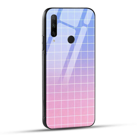 HONOR 9X Back Cover Blue Pink Grid Printed Glass Case