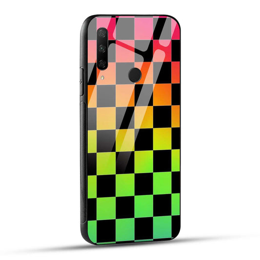 HONOR 9X Back Cover Colorful Color Blocks Printed Glass Case