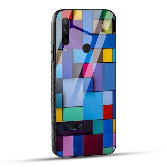 HONOR 9X Back Cover Colorful Cubes Printed Glass Case