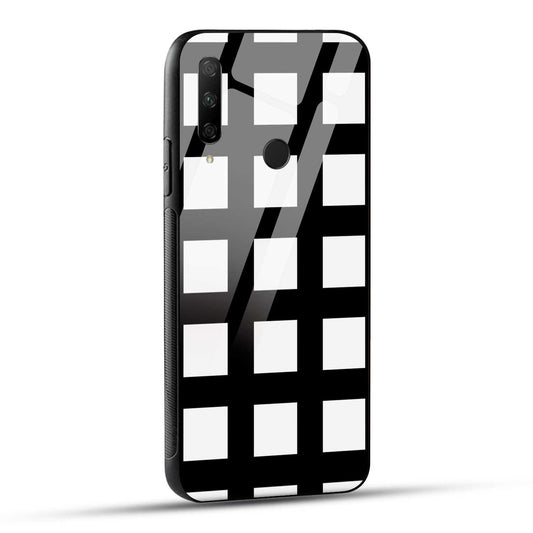 HONOR 9X Back Cover Black & White Geometric Puzzle Printed Glass Case