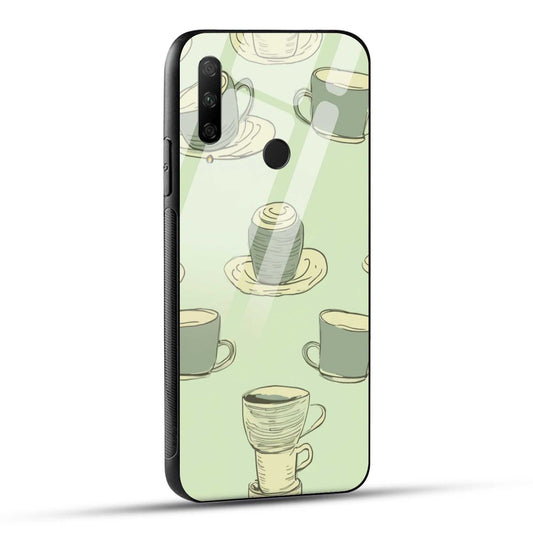 HONOR 9X Back Cover Circular Charms Coffee and Artful Printed Glass Case