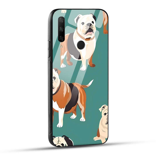 HONOR 9X Back Cover Charming Tails Playful Dogs Illustration Printed Glass Case