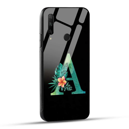 HONOR 9X Back Cover A Alphabet Green Floral Name Initial Letter Printed Glass Case