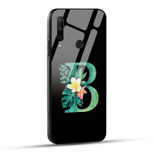 HONOR 9X Back Cover B Alphabet Green Floral Name Initial Letter Printed Glass Case