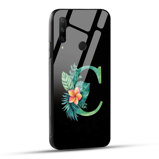 HONOR 9X Back Cover C Alphabet Green Floral Name Initial Letter Printed Glass Case