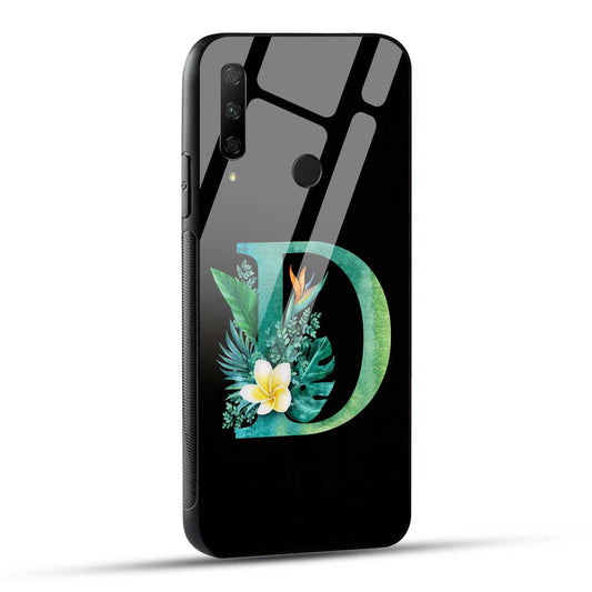 HONOR 9X Back Cover D Alphabet Green Floral Name Initial Letter Printed Glass Case