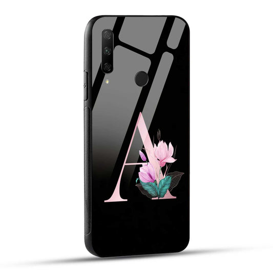 HONOR 9X Back Cover A Alphabet Pink Floral Name Initial Letter Printed Glass Case