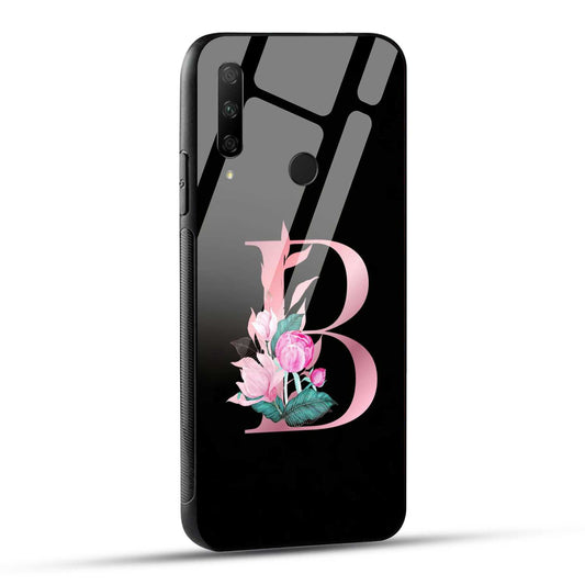 HONOR 9X Back Cover B Alphabet Pink Floral Name Initial Letter Printed Glass Case