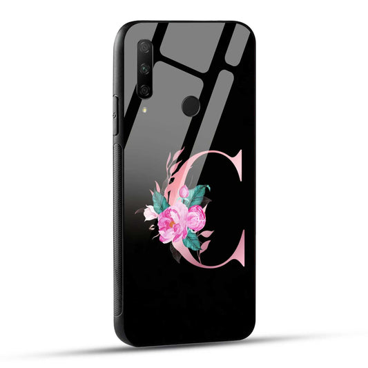 HONOR 9X Back Cover C Alphabet Pink Floral Name Initial Letter Printed Glass Case