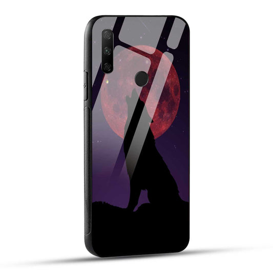 HONOR 9X Back Cover Dark Purple Illustrated Wolf Printed Glass Case