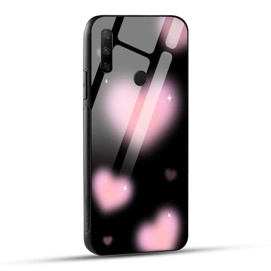 HONOR 9X Back Cover Black And Pink Blurry Heart Printed Glass Case