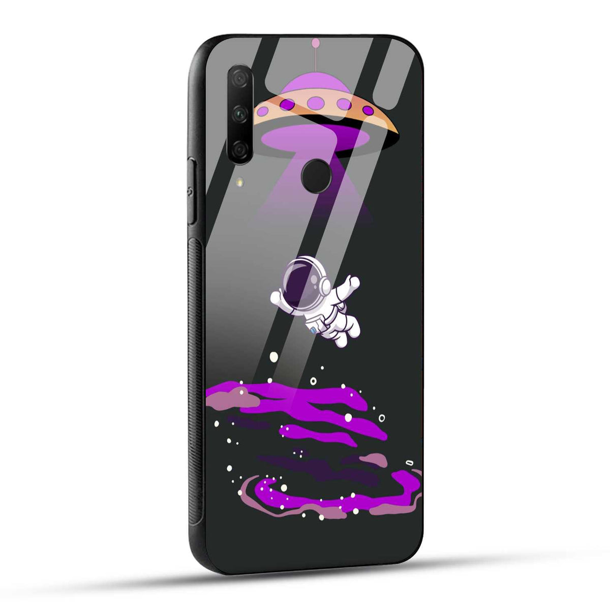 HONOR 9X Back Cover Black And Purple Modern Space Printed Glass Case