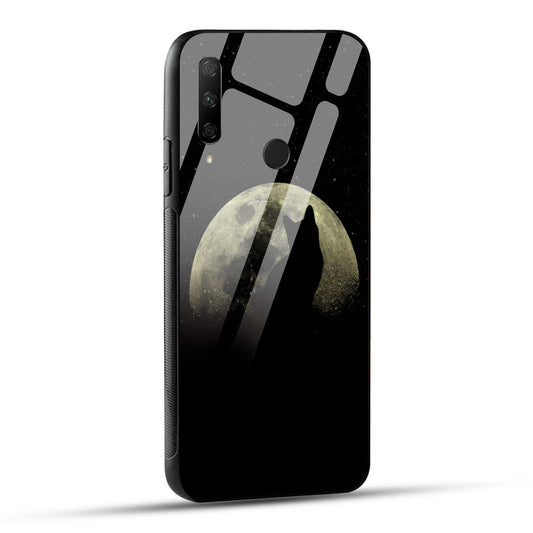 HONOR 9X Back Cover Black Illustrated Cat At Night Printed Glass Case
