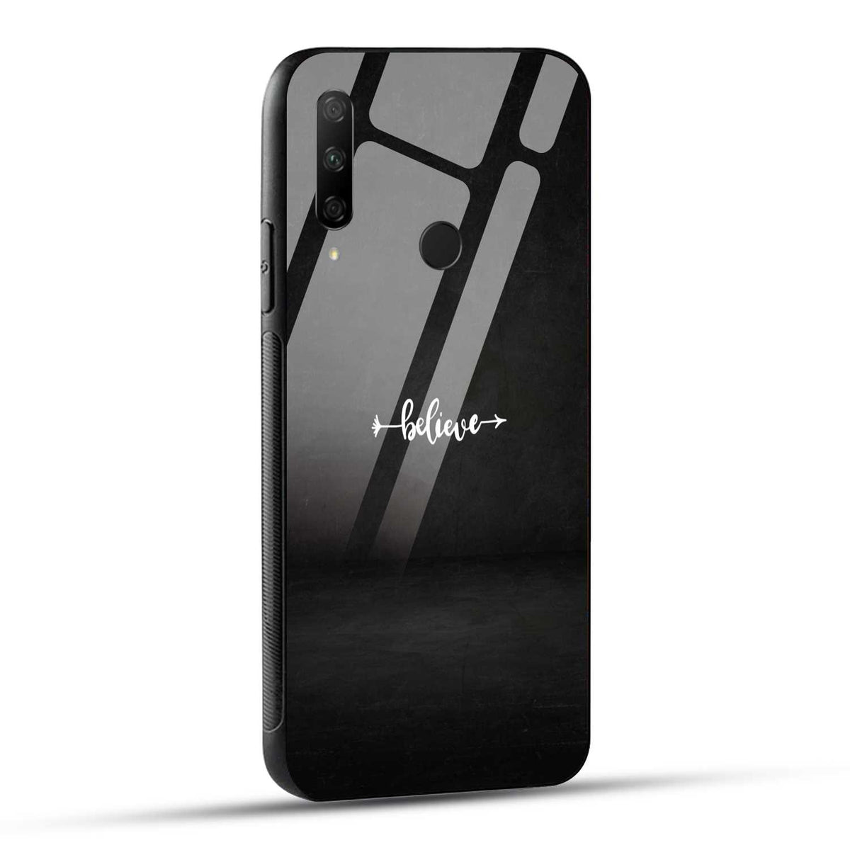 HONOR 9X Back Cover Black Believe Quote Printed Glass Case