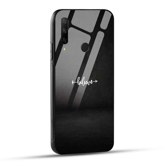 HONOR 9X Back Cover Black Believe Quote Printed Glass Case
