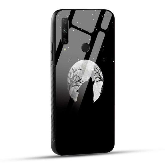 HONOR 9X Back Cover Black Modern Wolf Printed Glass Case