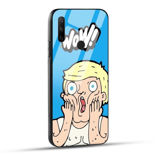 HONOR 9X Back Cover Blue Illustrated Shocked Man Printed Glass Case