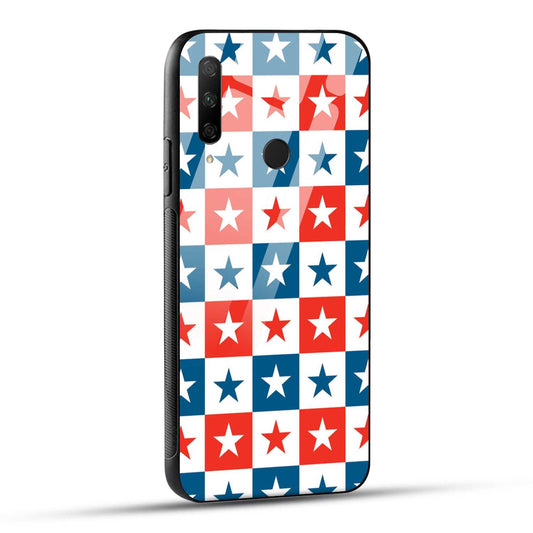 HONOR 9X Back Cover Blue And Red Star Print Printed Glass Case