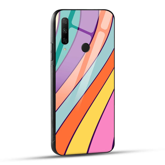 HONOR 9X Back Cover Curvy Rainbow Printed Glass Case