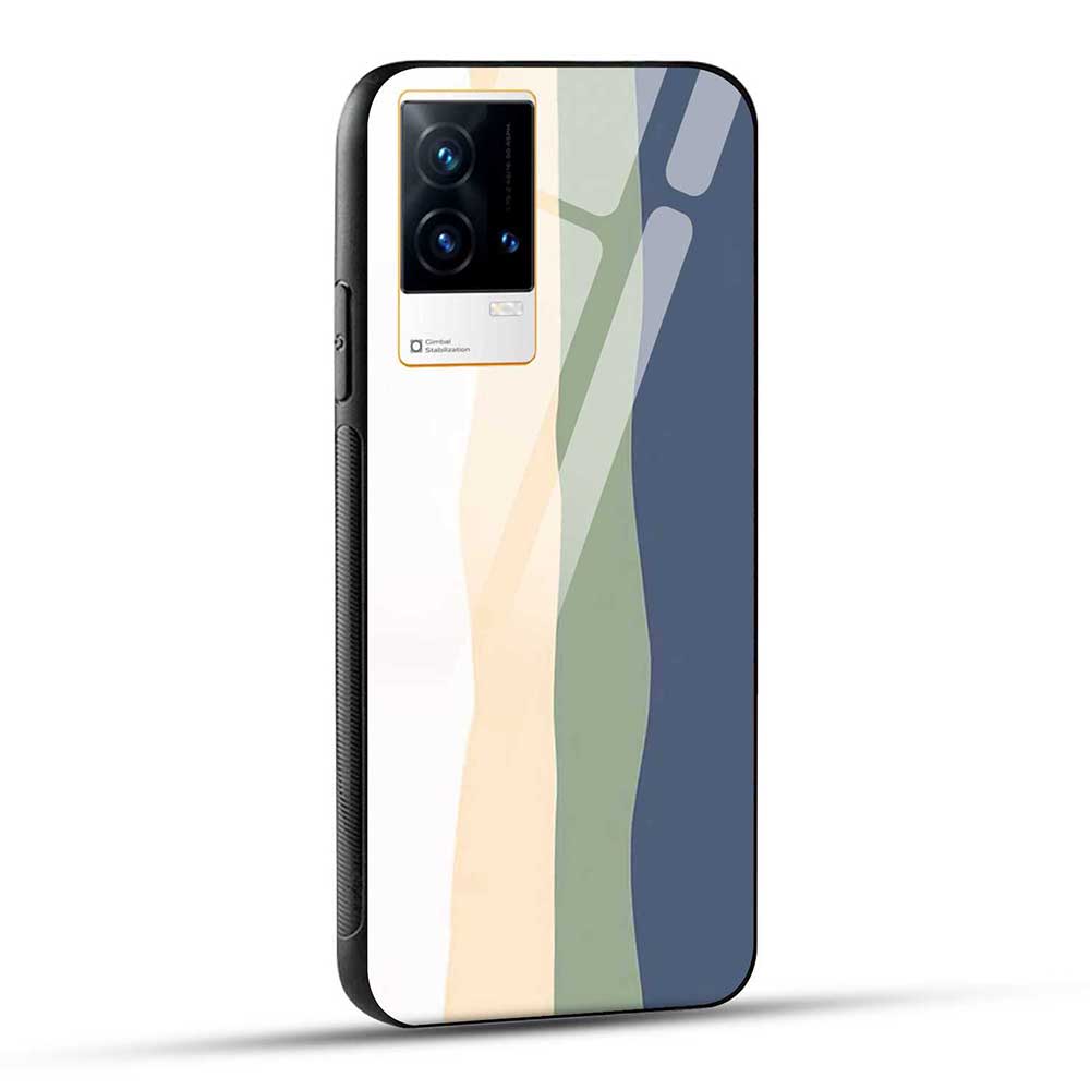 iQOO 9 5G Back Cover Vertical Color Stripes Glass Case