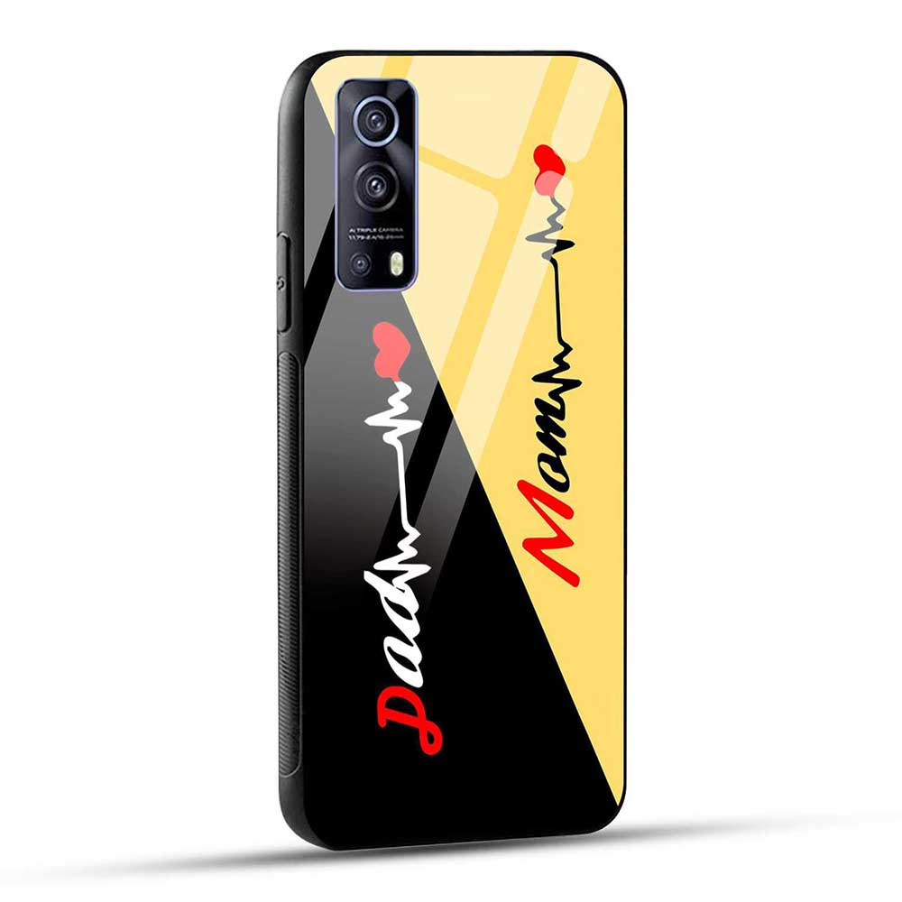 iQOO Z3 5G Back Cover Mom Dad Yellow Black Glass Case
