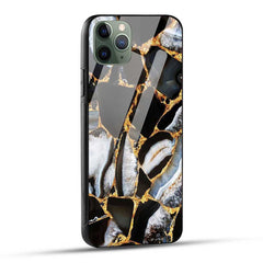 iPhone 11 Pro Max Back Cover Black Marble Glass Case