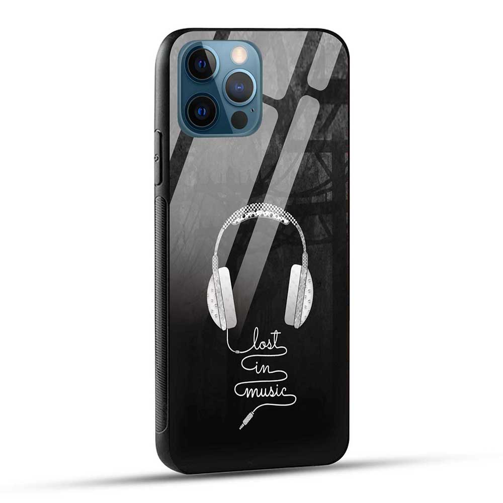iPhone 12 Pro Max Back Cover Lost in Music Quotes Glass Case