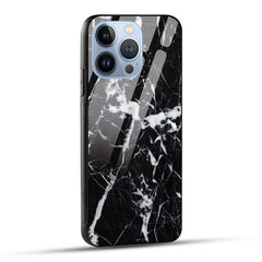 iPhone 13 Pro Back Cover Marble Black Glass Case