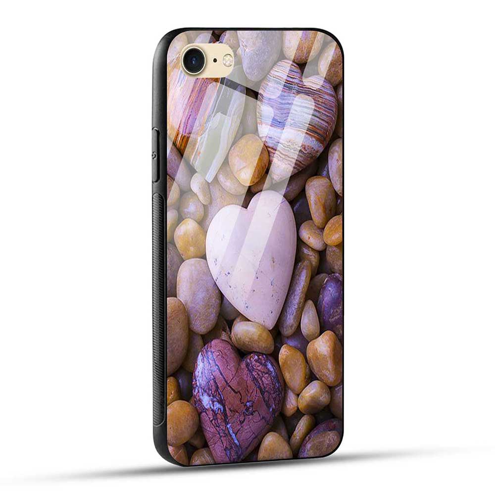 iPhone 7 / iPhone 8 / iPhone SE 2020 / iPhone SE 2022 Back Cover Heart Stones Glass Case
