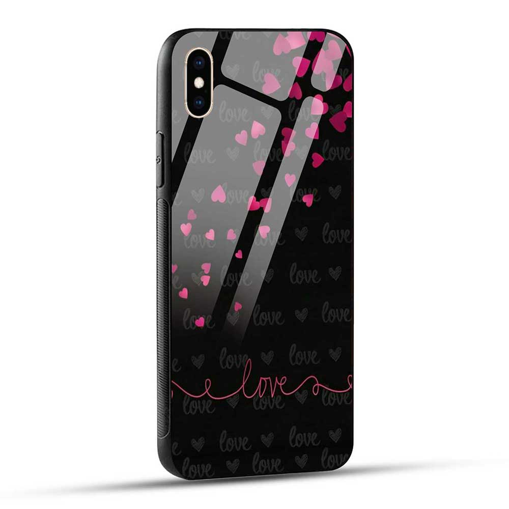 iPhone Xs Max Back Cover Red Heart Love Glass Case