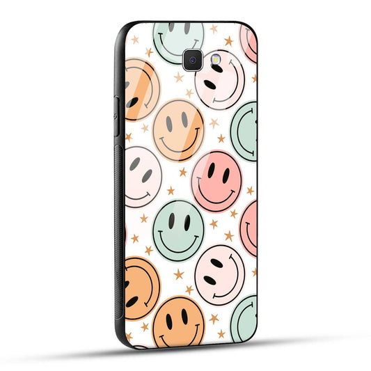 Samsung Galaxy J7 Prime / Samsung Galaxy On Nxt Back Cover Smiling Flowers And Stars Printed Glass Case
