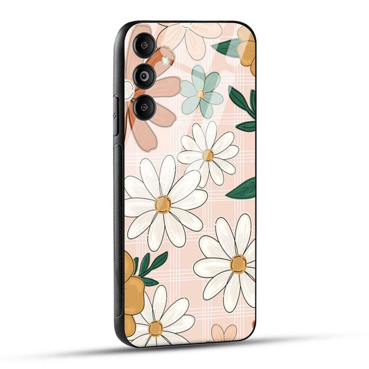 Samsung Galaxy M14 5G Back Cover Retro Flower Art Printed Glass Case