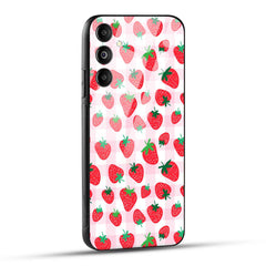 Samsung Galaxy M14 5G Back Cover Doodle Of Strawberries Printed Glass Case