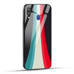 Samsung Galaxy M20 Back Cover Color Stripes Rainbow Glass Case