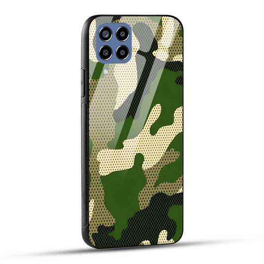 Samsung Galaxy M33 5G Back Cover Camouflage Printed Glass Case