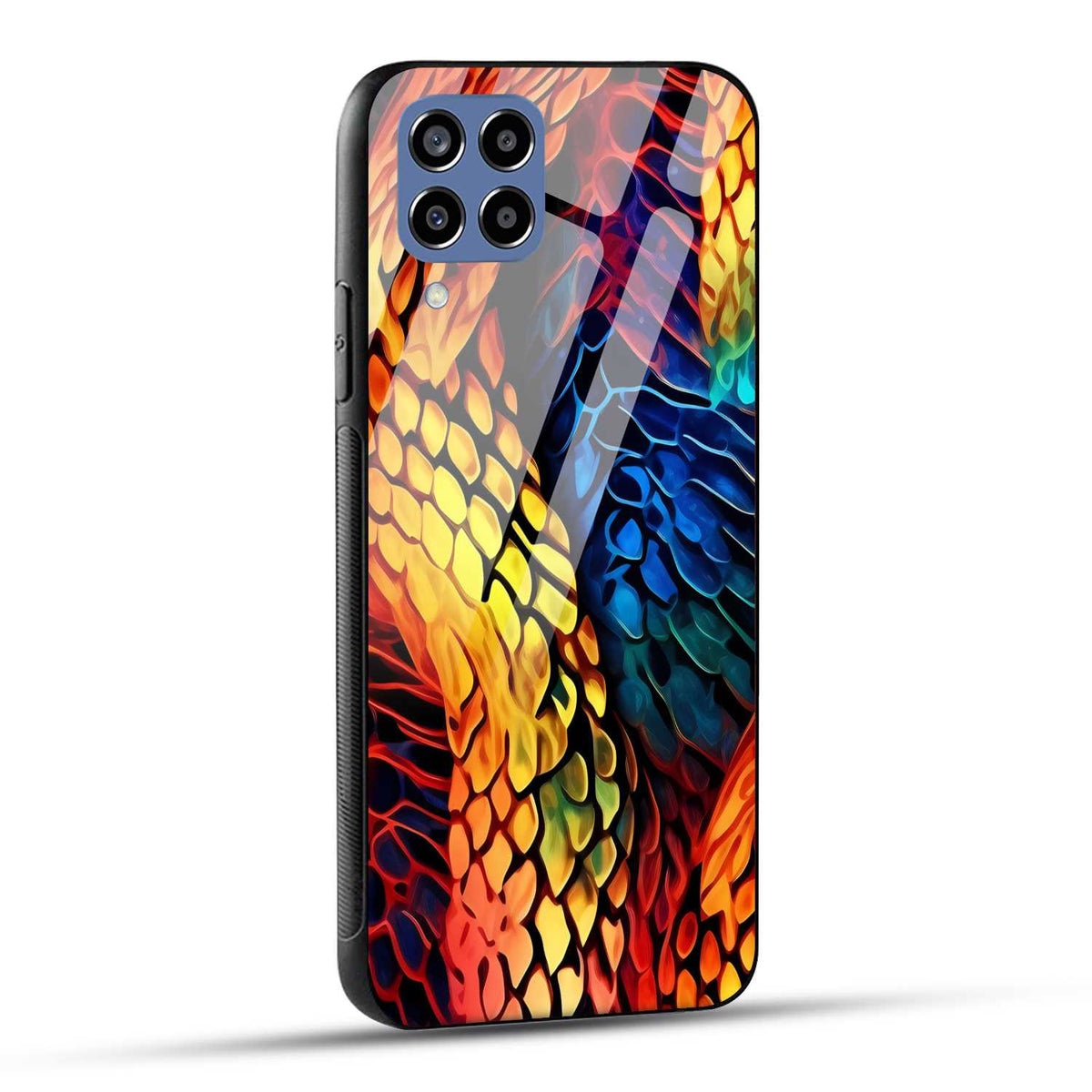 Samsung Galaxy M33 5G Back Cover Colorburst Jungle Rainbow Animal Spots Printed Glass Case