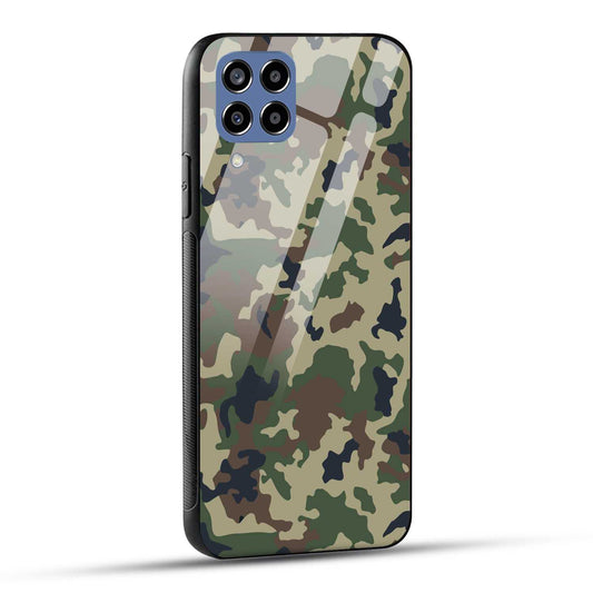 Samsung Galaxy M33 5G Back Cover Army Pattern Printed Glass Case
