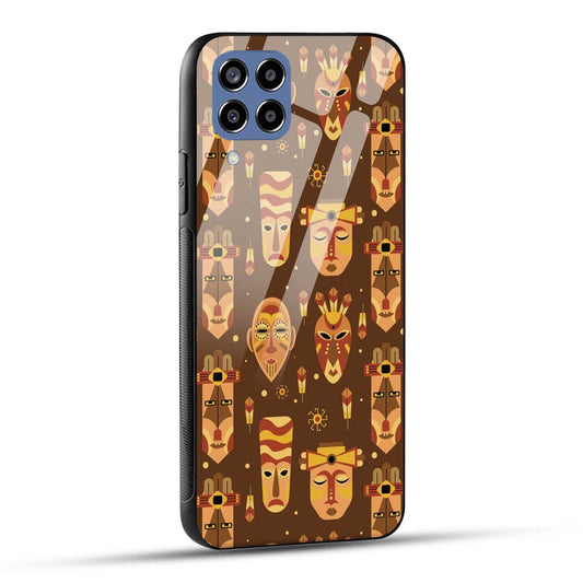 Samsung Galaxy M33 5G Back Cover Tribal African Mask Printed Glass Case