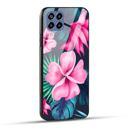 Samsung Galaxy M33 5G Back Cover Retro Flowers  Printed Glass Case