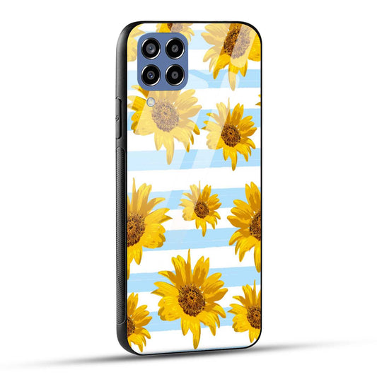 Samsung Galaxy M33 5G Back Cover Beautiful Sunflower Doodle Printed Glass Case