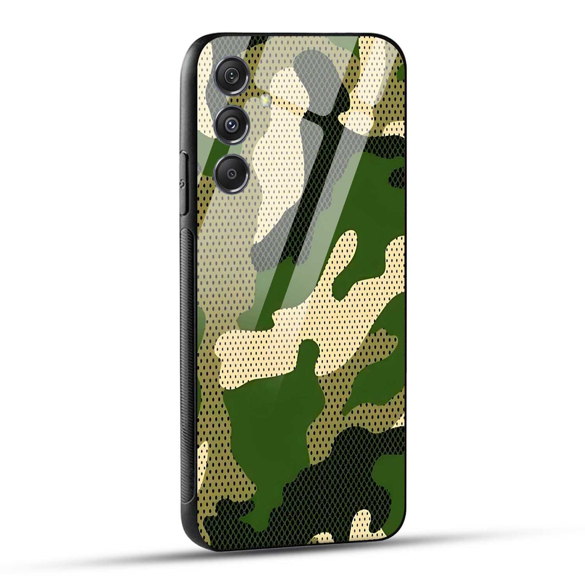Samsung Galaxy M34 5G Back Cover Camouflage Printed Glass Case